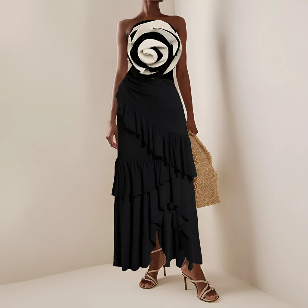 Women's one-piece swimsuit with matching skirt in solid colour design
