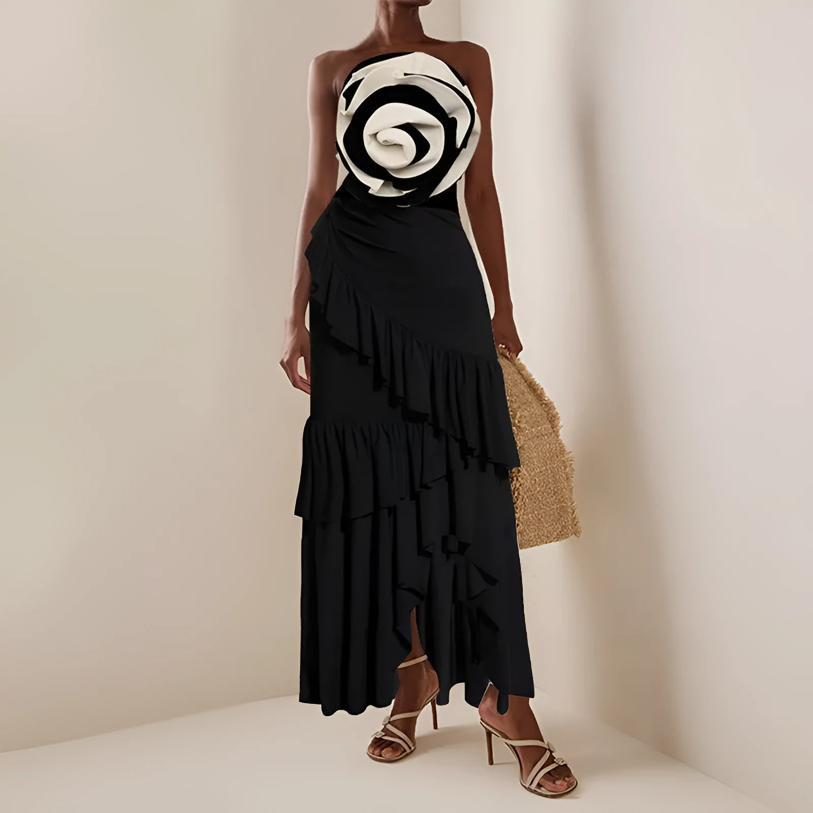Women's one-piece swimsuit with matching skirt in solid colour design