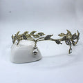 Vintage forehead diamond rhinestone wedding headdress crown hair band in bronze white diamond finish