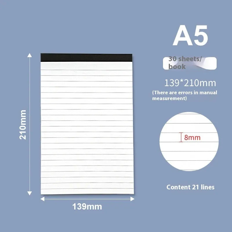 A4 tearable notebook with grid paper and wireless adhesive binding, shown in ivory white.