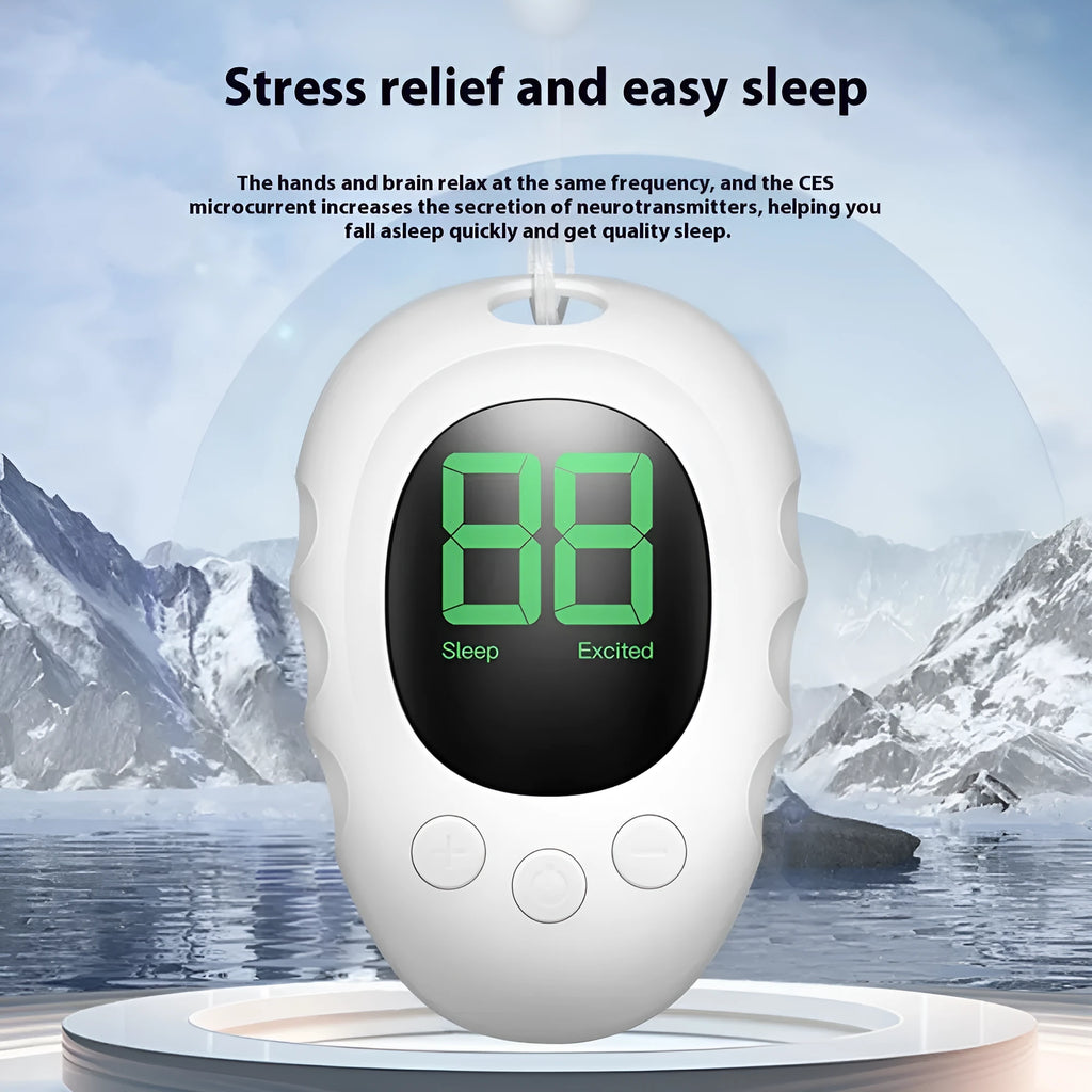 A handheld silicone sleep aid grip in black, white and green colour options on a surface.