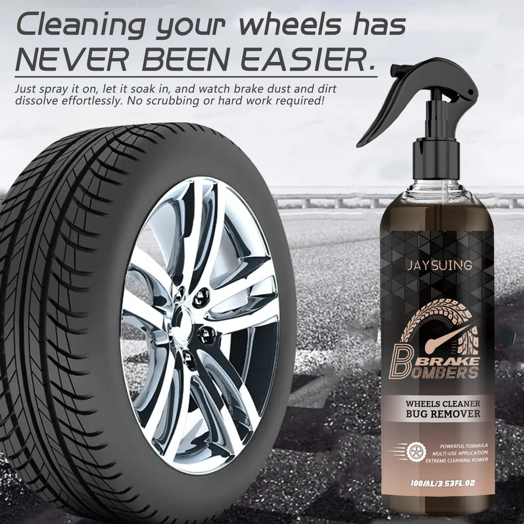 Car brake disc cleanser kit showing 100ml bottle, sponge and cloth for brake maintenance