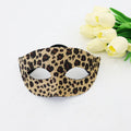 Leopard print half face plastic mask and matching headband set for Halloween costume