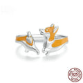Sterling silver corgi cartoon ring with electroplated SCR1014-E colour for women