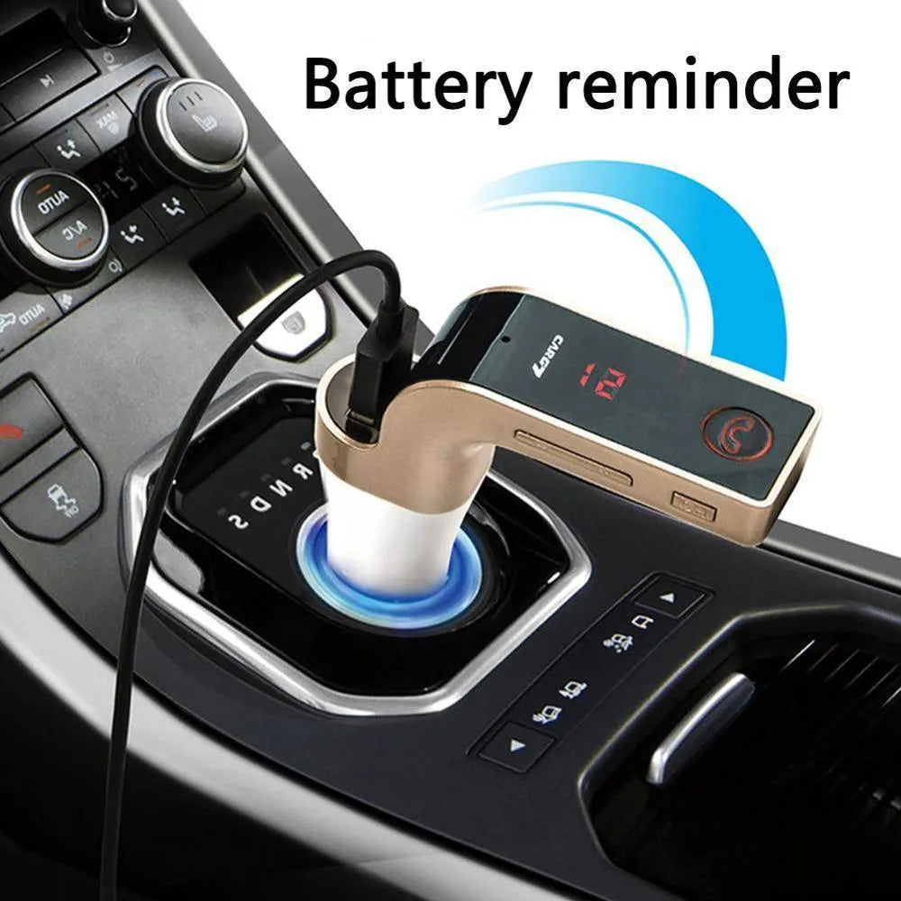 Vehicle Bluetooth receiver FM transmitter car kit in black with USB output and LCD display