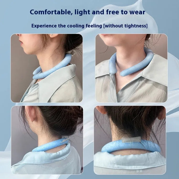 Cooling neck hanging ice ring in blue colour for outdoor sports heatstroke prevention