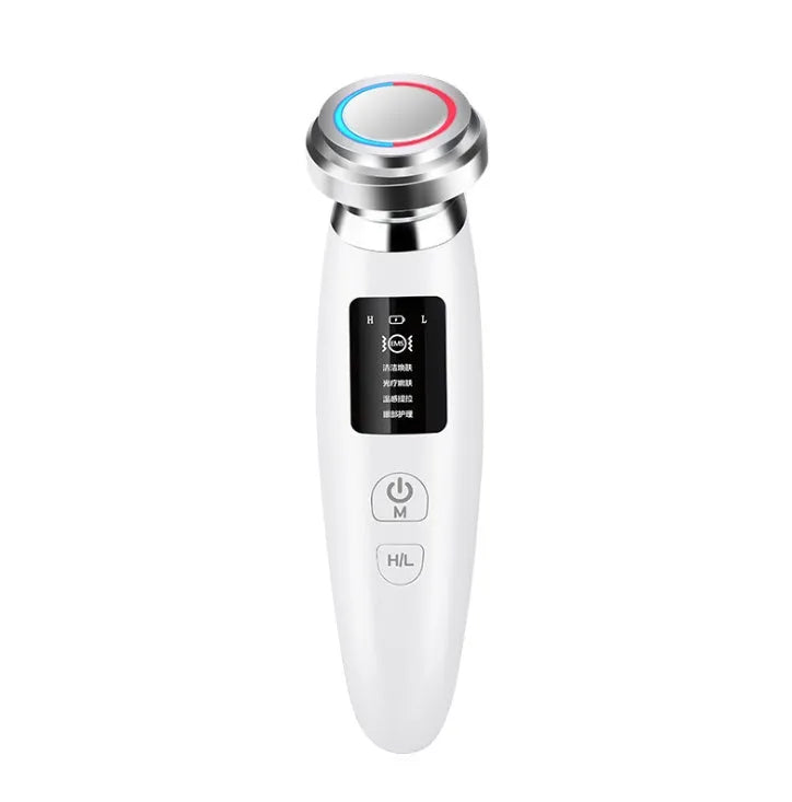 Pink handheld facial cleansing and rejuvenation beauty instrument showing 185mm length