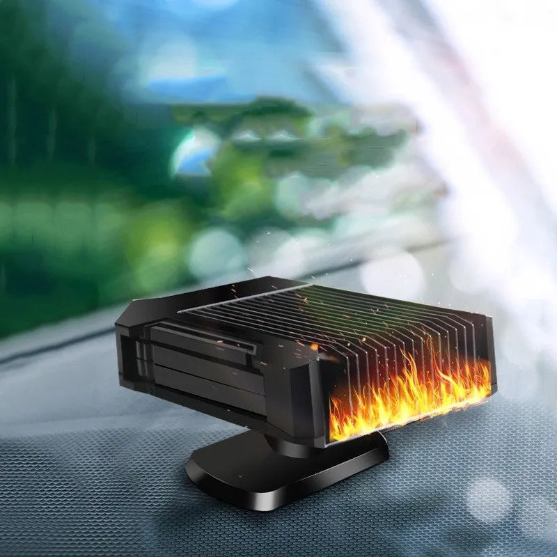 Black ABS plastic 12V car heater defroster with cigarette lighter plug for windscreen defrosting and summer fan use
