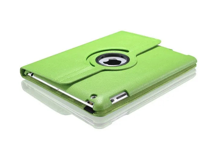 PU leather iPad case with clam shell design showing magnetic sleep function compatibility with multiple iPad models