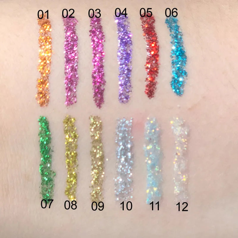 CmaaDu Color Glitter Glitter Liquid Eyeliner in 12 colour options for sparkle eye makeup