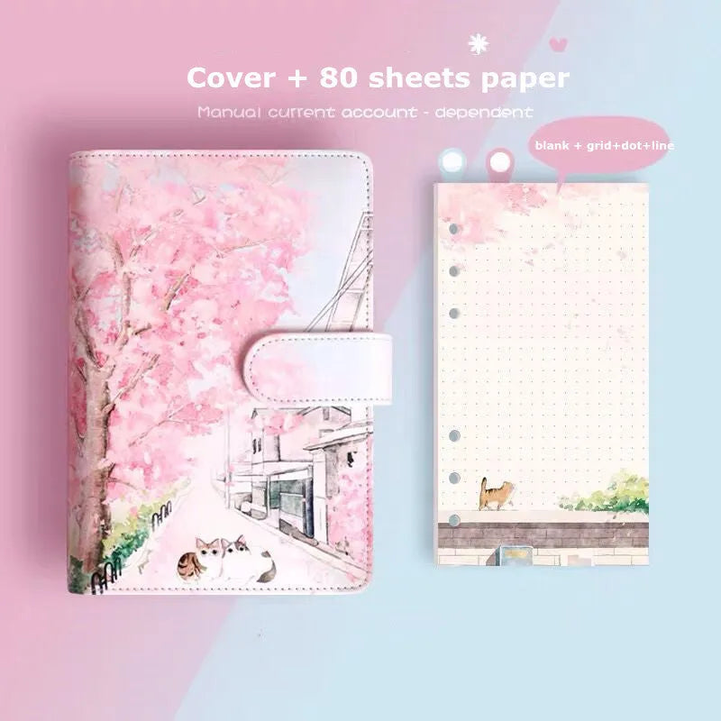 Loose leaf notebook student set with Daolin paper in pink colour options, 93mm by 170mm size