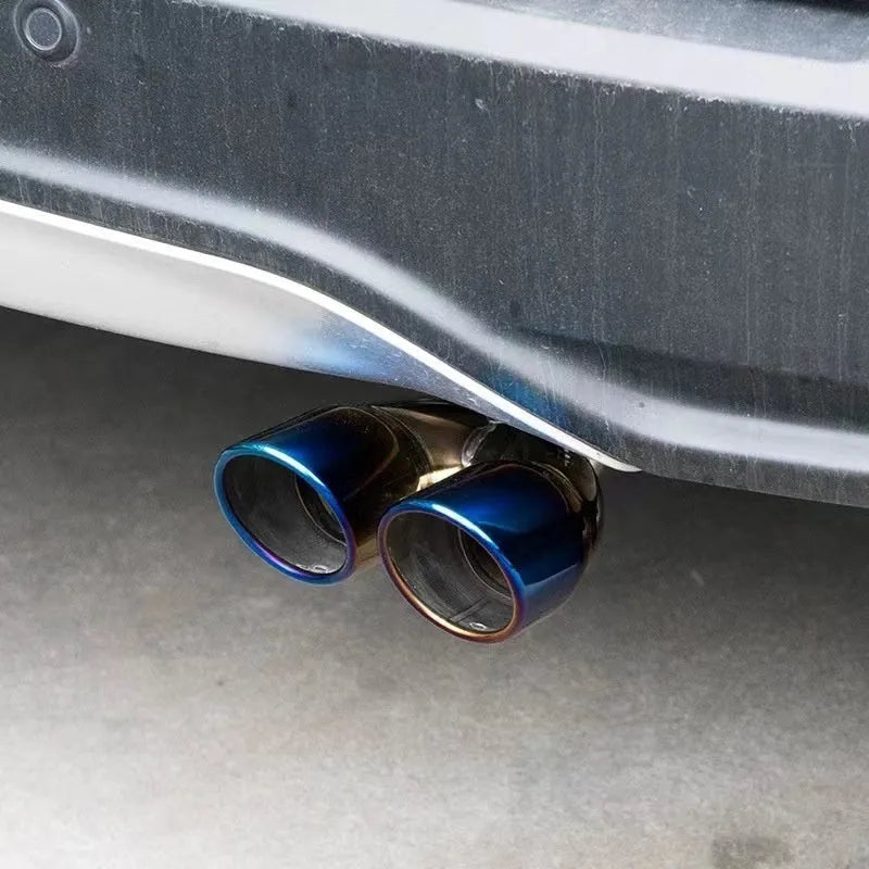 Universal metal car exhaust pipe back segment tailpipe for most car models in baked blue, black silver or full colour