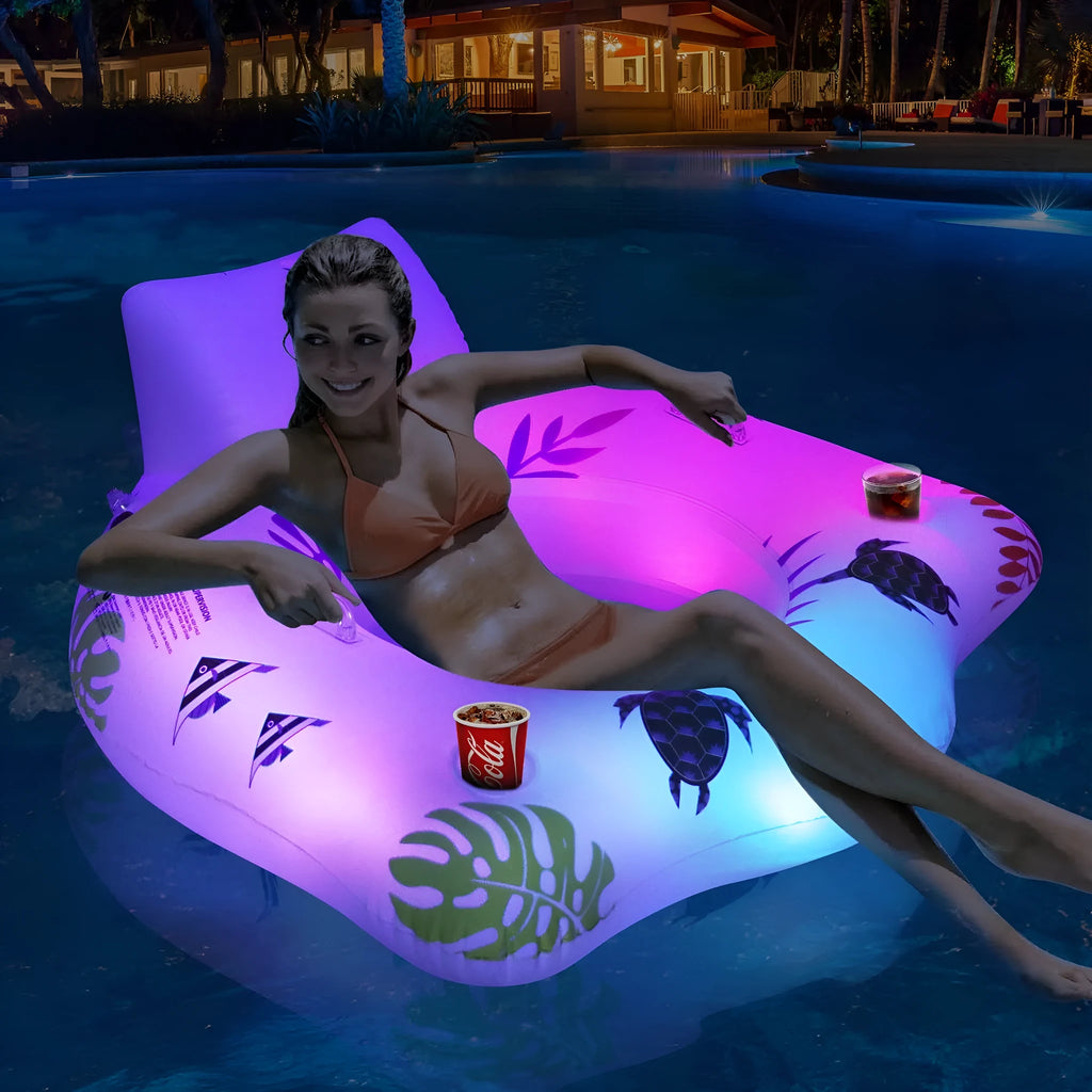White luminous U-shaped inflatable float seat measuring 120cm for pool use