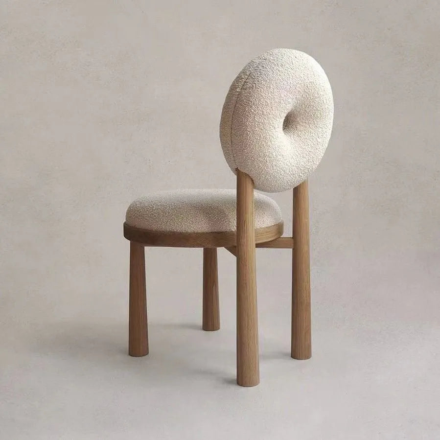 Berber fleece chair with iron frame and high elastic foam sponge filling in plush walnut or wood colour