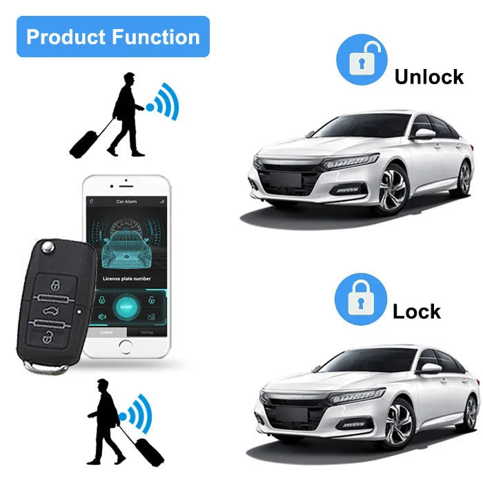 Black VT-300BT Bluetooth car alarm anti-theft device for 12V vehicles without remote control