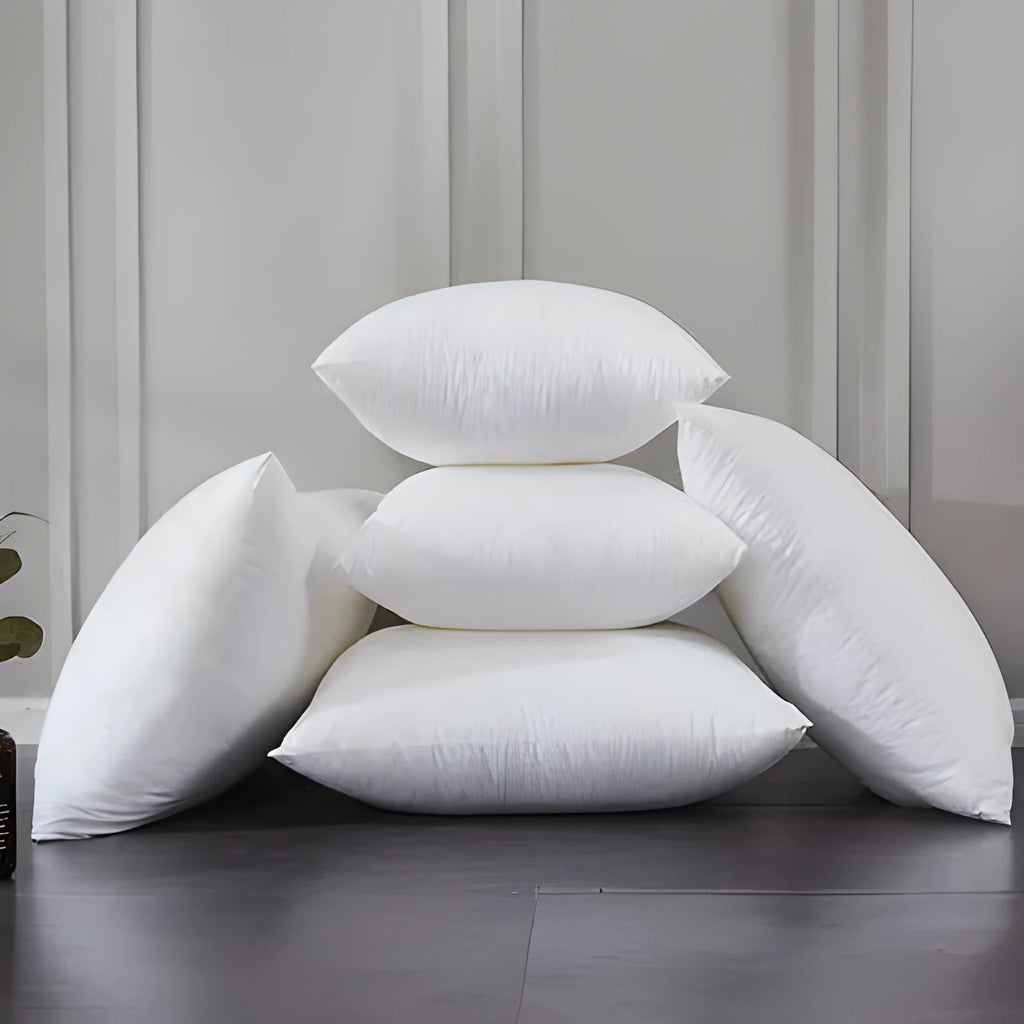 White cotton throw pillow and sofa cushion with detachable pillowcase, square sizes 35x55cm to 75x75cm