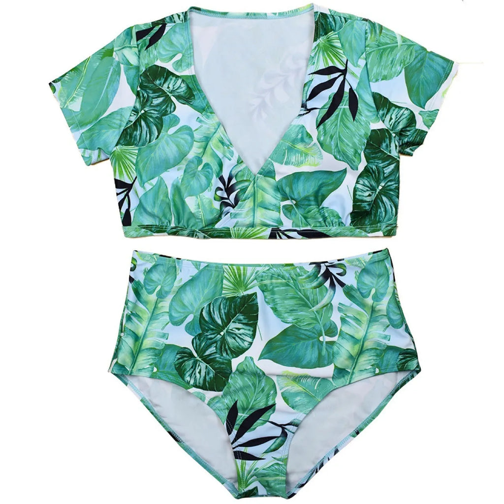 Plus size split swimsuit veil in nylon, sizes XL to 5XL, in pictured colour with chest pad.