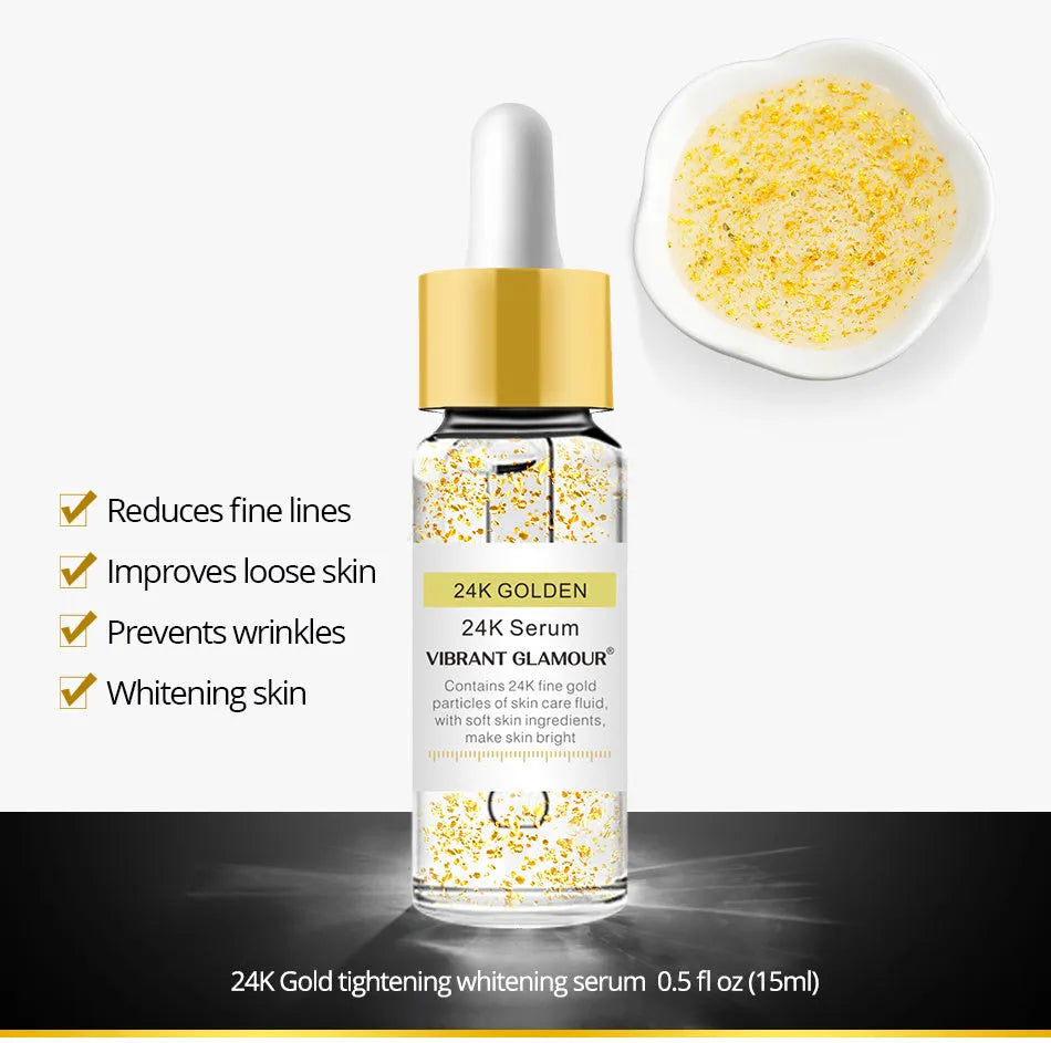 4K Gold face serum in Gold colour with 24K pure gold and hyaluronic acid for tightening, whitening and wrinkle removal.