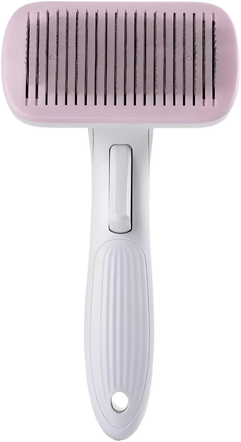 Automatic pet hair removal comb in blue colour measuring 10.7x19.5cm