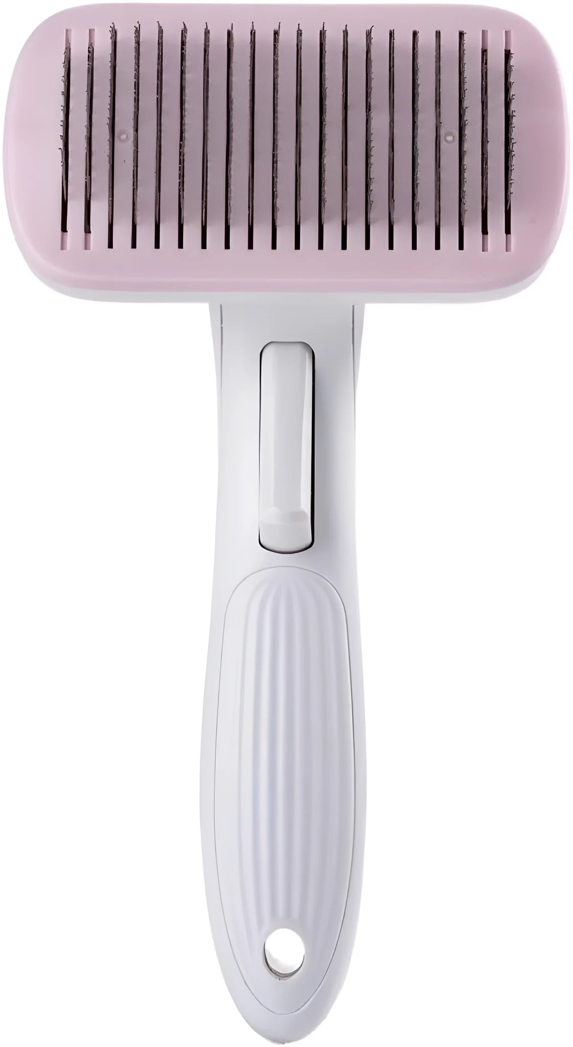 Automatic pet hair removal comb in blue colour measuring 10.7x19.5cm