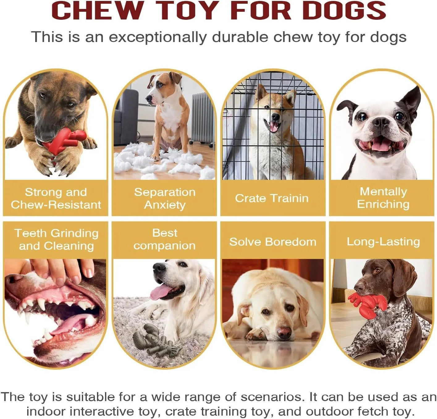 Red nylon dog chew toy for large breeds and aggressive chewers, measuring 170mm long.