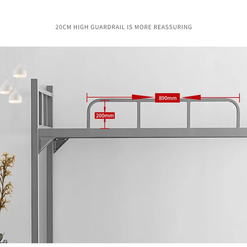 Steel colour square tube iron bed frame, 2000 x 900 x 1700mm, with 9mm bed board and double-layer thickened metal build