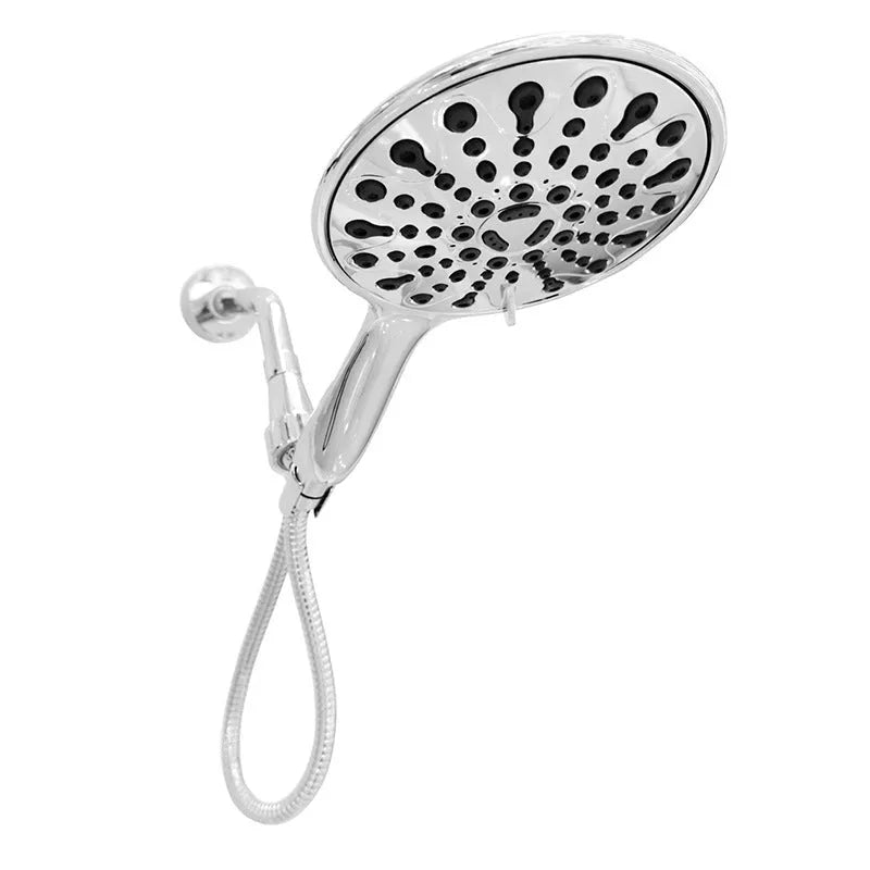 Portable handheld shower head with six water functions including massage, bubble and rain settings