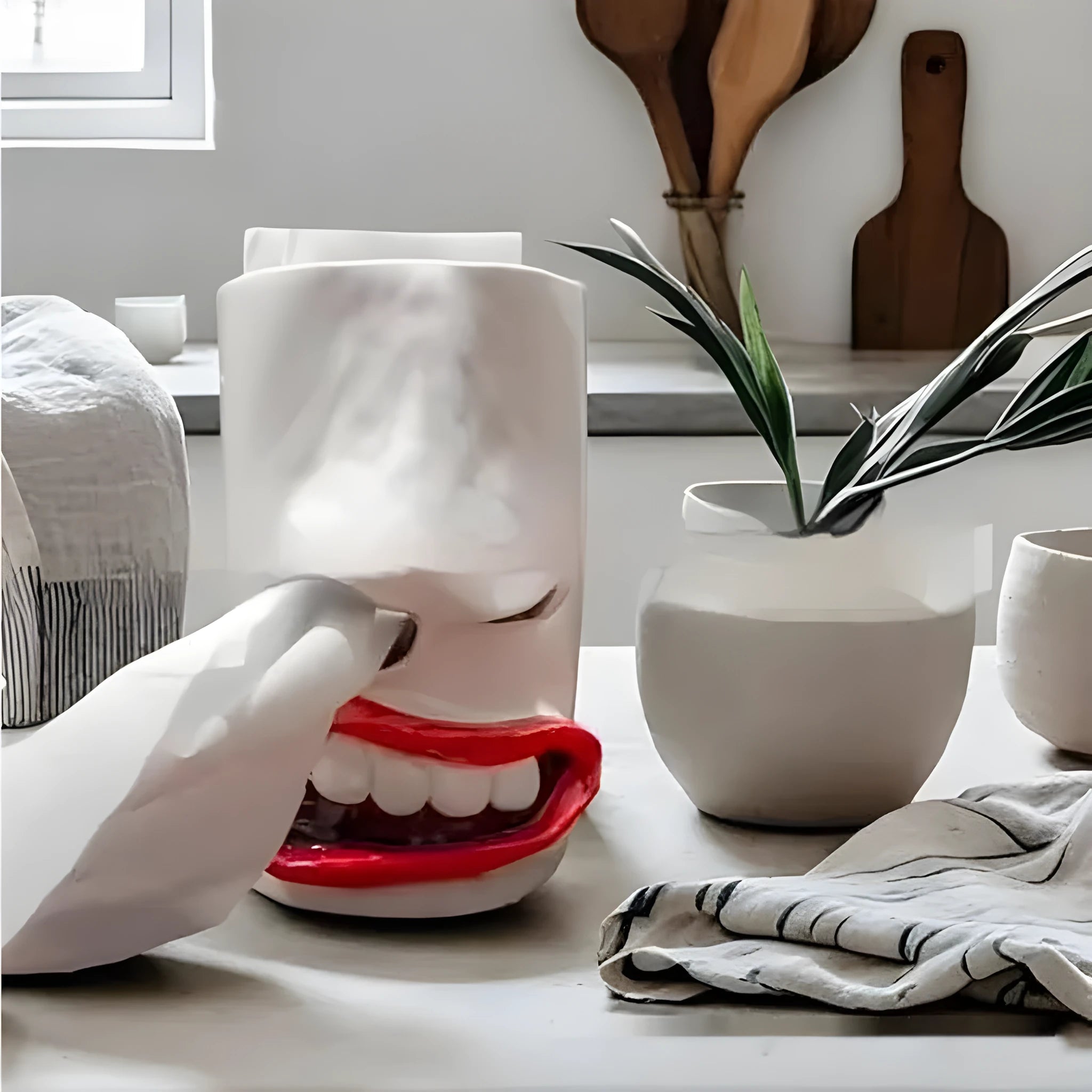 American style resin tissue box cover with humorous design measuring 8.5 by 14.6cm