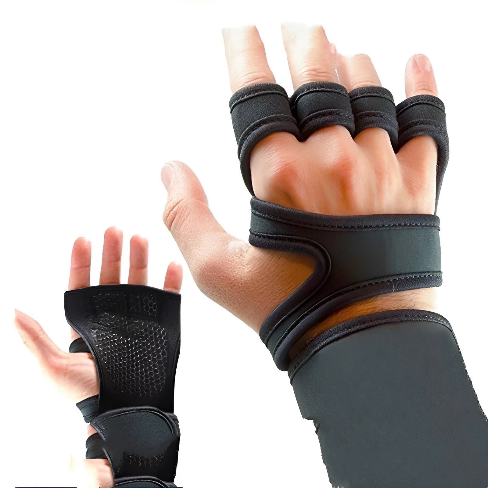 New sports half finger gloves with non-slip silicone palm protection in black