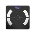 Smart Bluetooth body fat scale in black, white or pink colours showing weight and body composition measurements