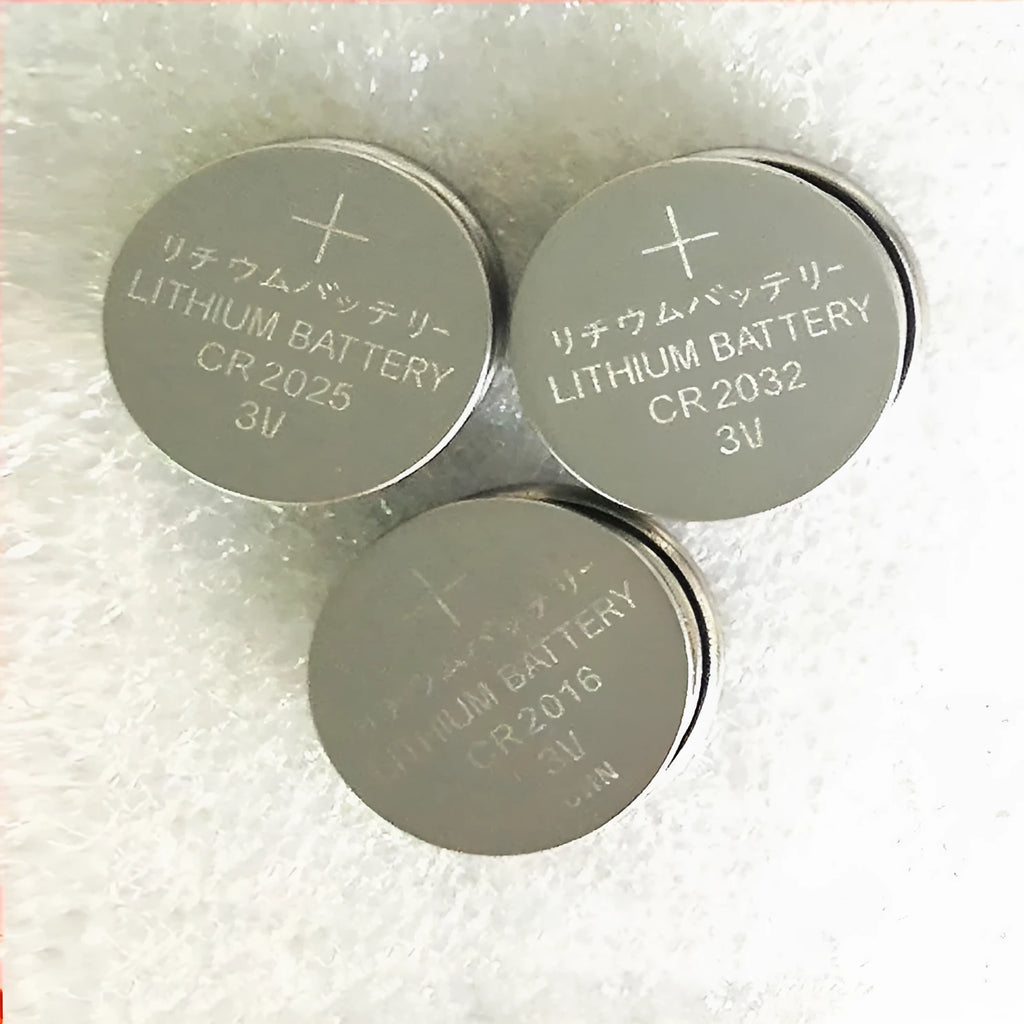 Pack of CR2032, CR2025 and CR2016 3V alkaline button cell batteries with 20mm diameter