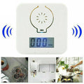 White wall-mounted carbon monoxide alarm unit for detecting CO gas from coal stoves.