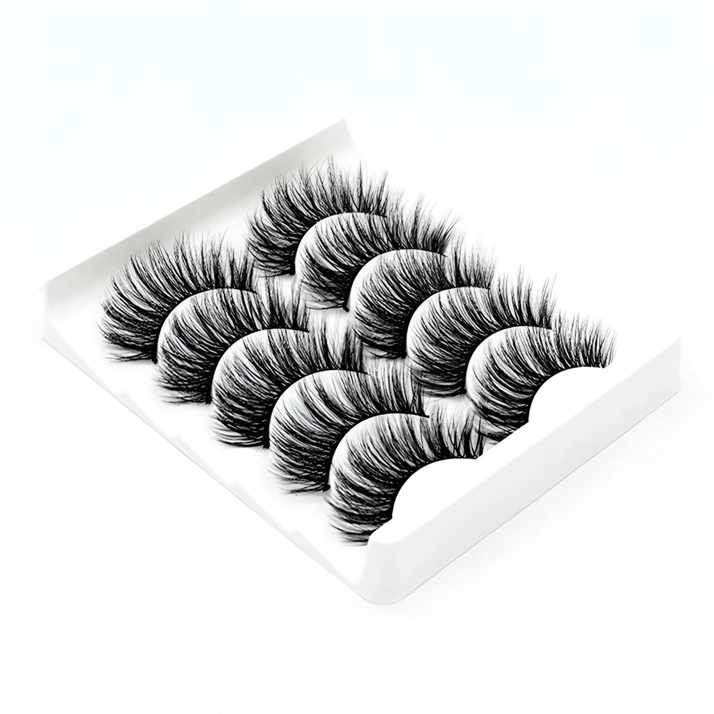 Handmade thick long natural false eyelashes 5 pairs 3D fiber fluffy volume in six style colours