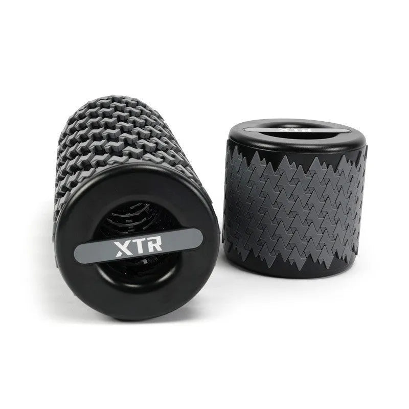 Adjustable telescopic foam roller for muscle massage in red, black, pink, or yellow colour options.
