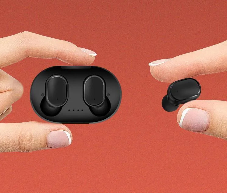 A6S in-ear Bluetooth 5.0 true wireless earbuds in black with charging case
