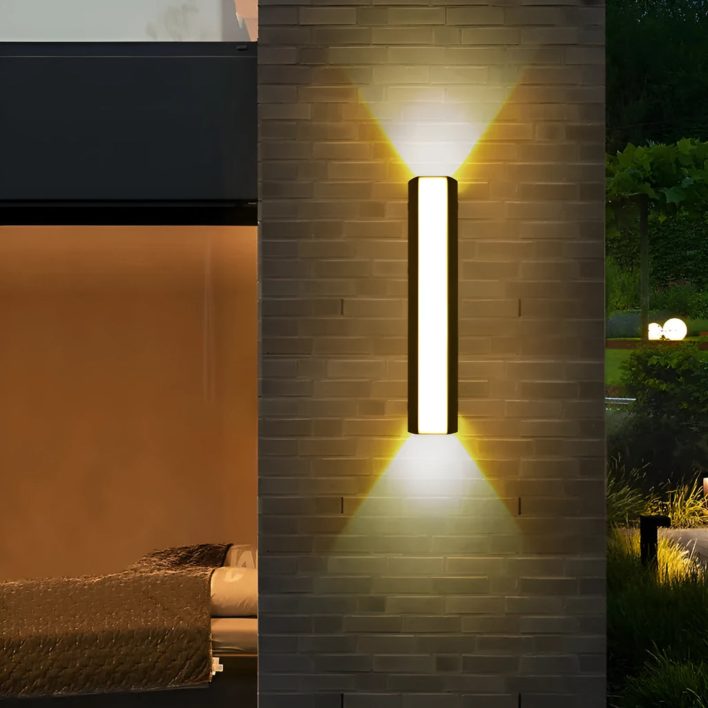 Simple modern outdoor waterproof LED wall lamp with warm light, 28W size, 37.5cm high for exterior use