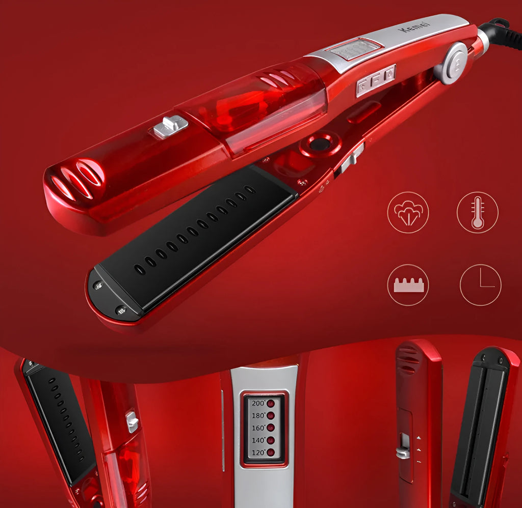 Hair straightener with steam hydration, tourmaline ceramic plates, 31mm diameter, ten temperature settings