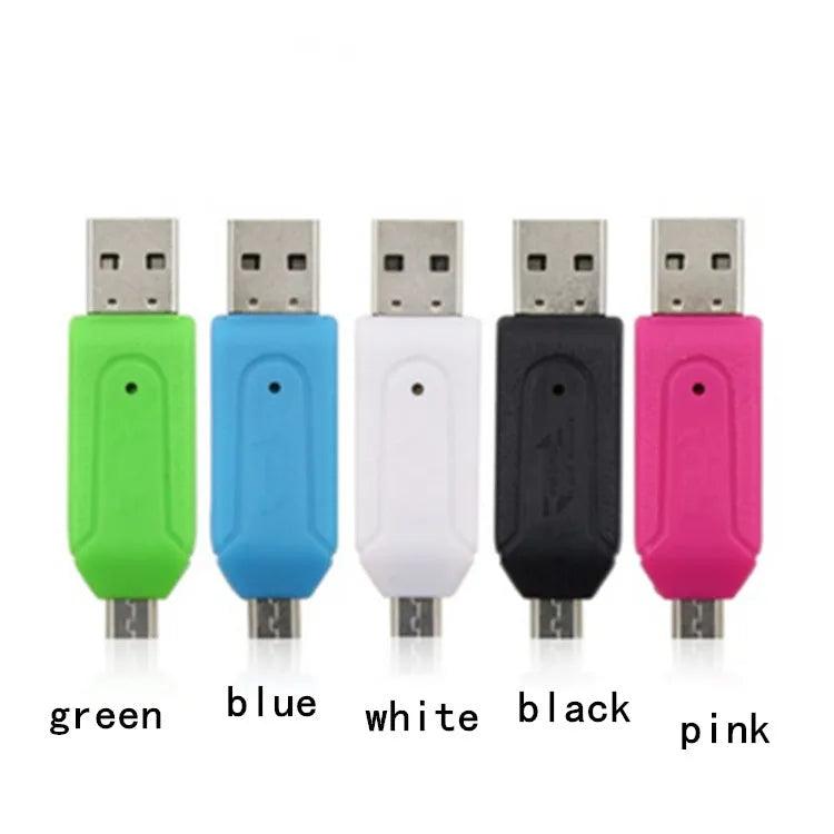 OTG dual-purpose card reader in multiple colours for SD and TF memory cards with micro USB interface
