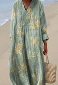 Women's floral 3D printed shirt dress in polyester with princess silhouette