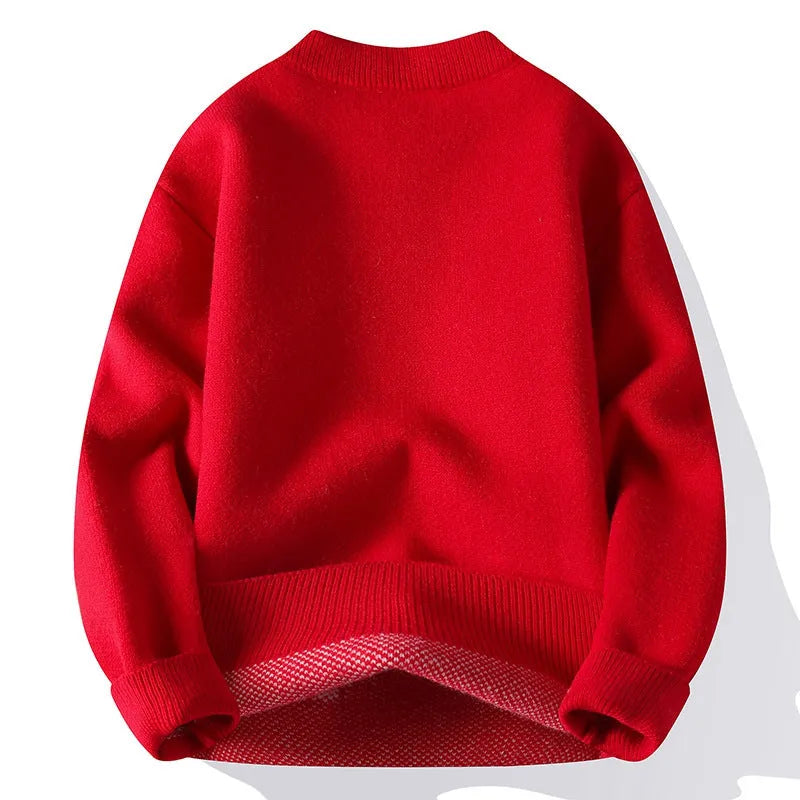 Men's loose knitted pullover in rabbit fur fabric, shown in a choice of colours.