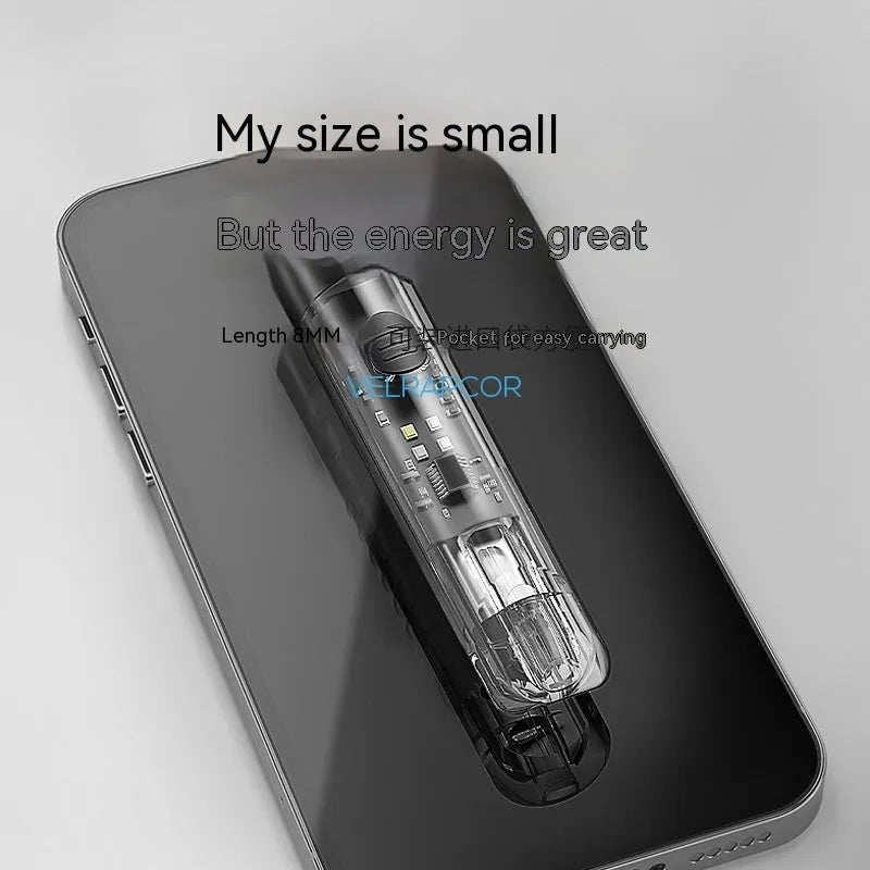 Black plastic USB rechargeable portable flashlight with charging cable.