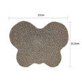 Corrugated paper cat scratcher toy in fish, butterfly and cat head shapes, each 2.5cm thick, for claw grinding.