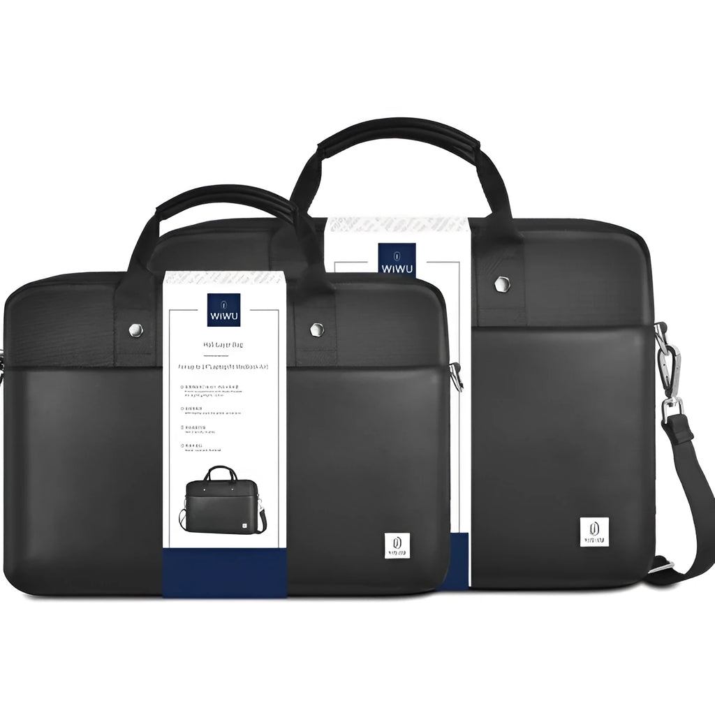 Black Oxford cloth laptop backpack showing multiple pockets and anti-seismic padding for 14-inch or 15.6-inch computers.