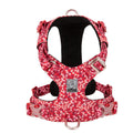 Floral pattern pure cotton dog chest harness with pull-resistant strap on size adjustment