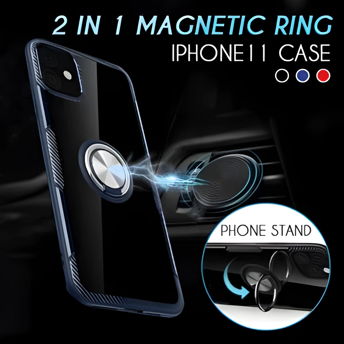 Black PU leather back cover case fitted on an iPhone 11 Pro Max showing full access to camera and ports.