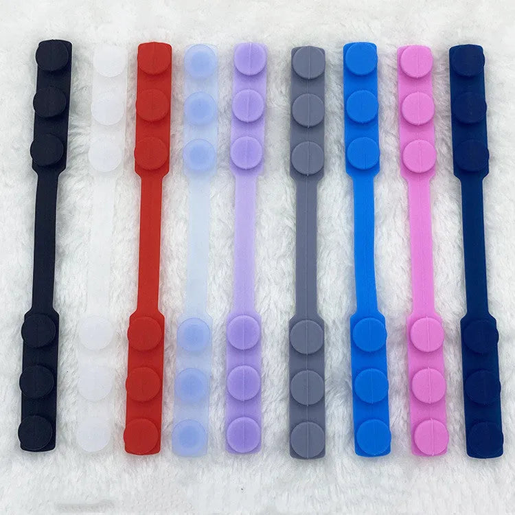 Silicone elastic cord extension strap for face masks, 1.5cm wide, in multiple colours.