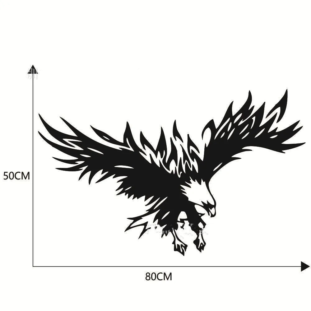 Eagle pattern car hood sticker 80x50cm self-adhesive vinyl in black on vehicle bonnet