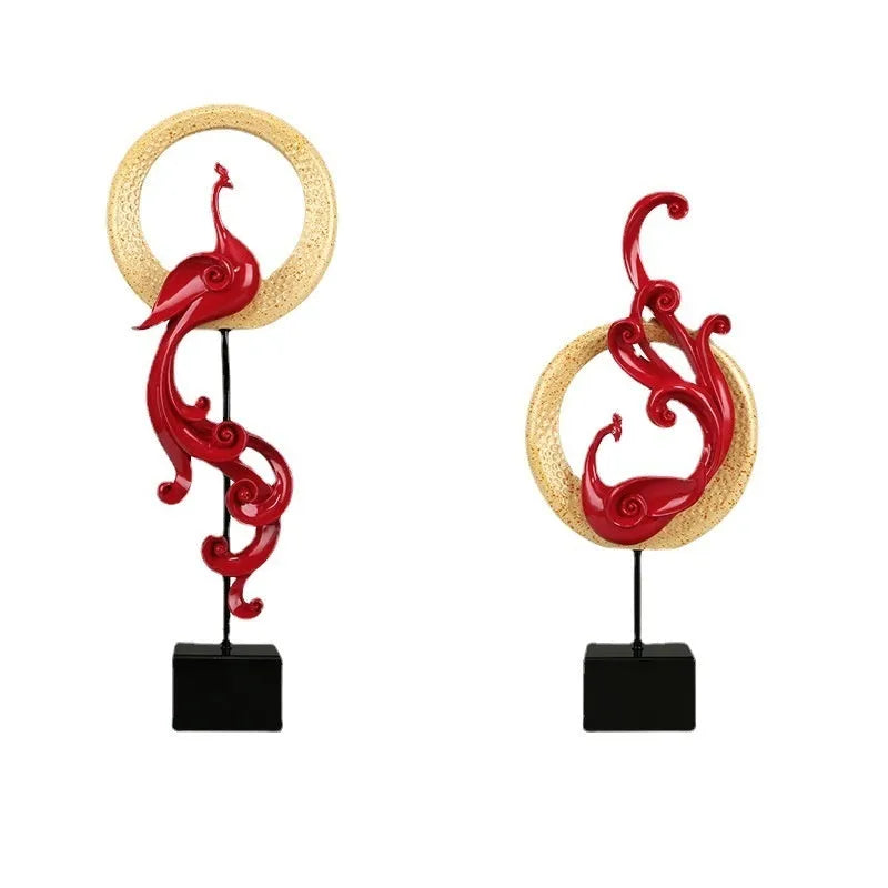 Large resin phoenix ornament in European style available in rose gold, red and silver colours