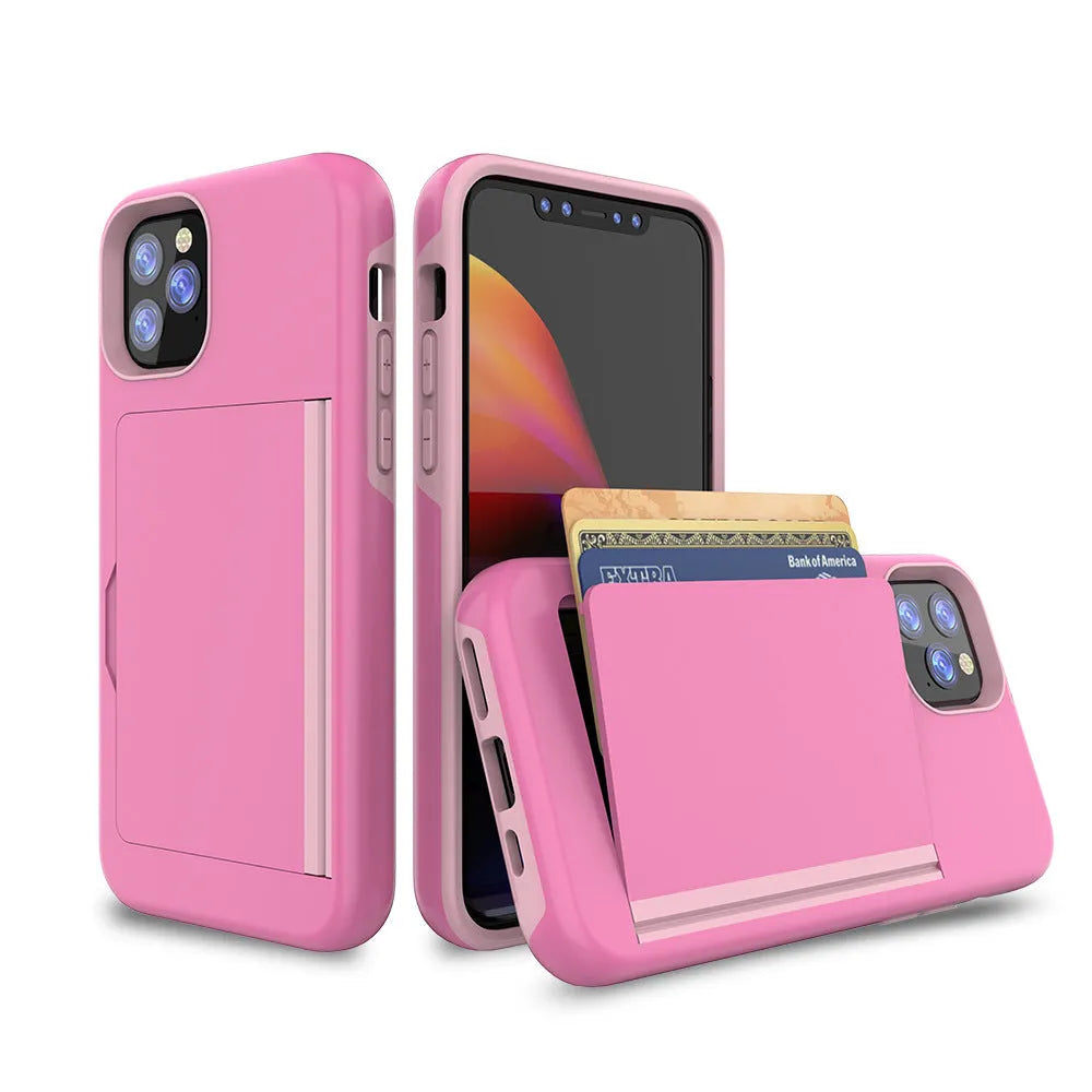 Black TPU and PC back cover case for Apple iPhone 11 Pro mobile phone.