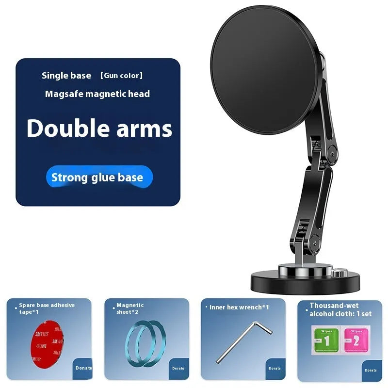Gun colour folding magnetic car phone holder with 15W wireless charging and zinc alloy bracket